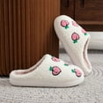thumbnail image 4 of Slippers for Women Fuzzy Fresh Fruit Pattern Fluffy Winter House Shoes Home Footwear Warm Slippers Slip On Indoor Comfortable Slippers Bedroom Slippers Women White 41, 4 of 9