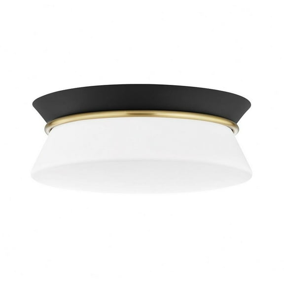 -2 Light Flush Mount in Transitional Style-12.75 inches Wide By 5 inches High-Aged Brass Black Finish Bailey Street Home 735-Bel-4366018