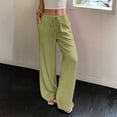 thumbnail image 5 of WTOBBY Women's Fashion Versatile Drawstring Casual Solid Color Pleated Wide-Leg Pants, High Waist Comfortable Trousers for Office and Travel,Light Green M, 5 of 7