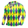 thumbnail image 3 of Men's Long Sleeve Lapel Full Print T-Shirt Zipper Casual Breathable Polyester for Daily Party Fashion, 3 of 3
