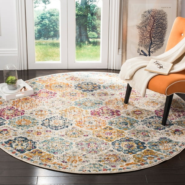 Safavieh Madison Judith Distressed Area Rug Cream Multi 4 X Round Com Safavieh Madison Judith Distressed Area, Safavieh Round Rug Cream