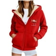 thumbnail image 4 of LEBONYARD Women's Trendy Plus Size Zipper Fuzzy Drawstring Hoodie Thicken Fleece Liner Comfy Solid Colored Long Sleeve Casual Loose Warm Jacket Coat, 4 of 5