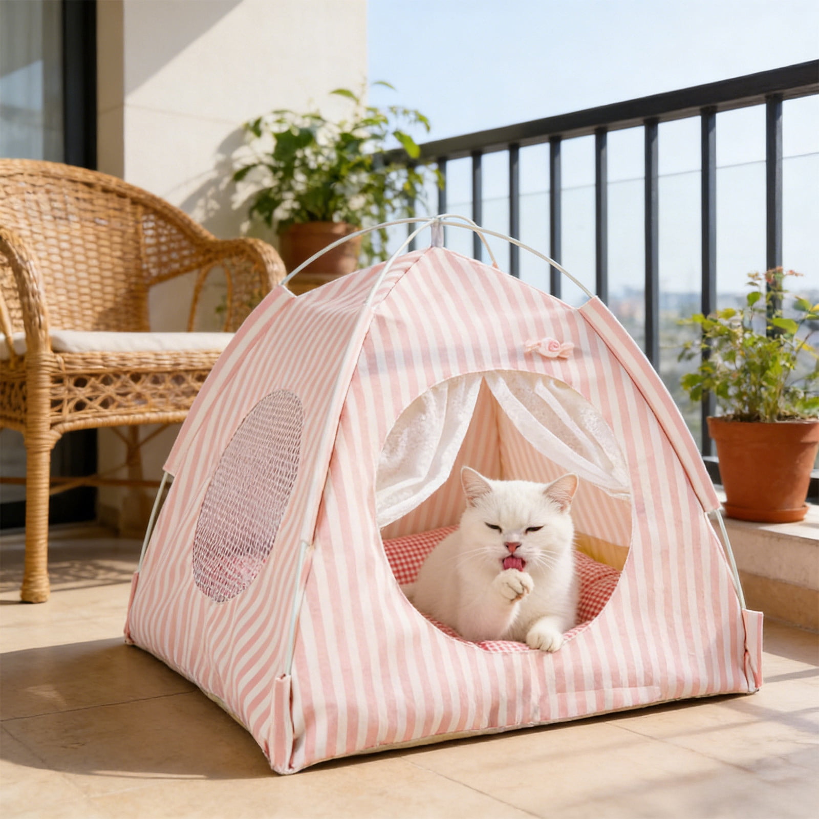 Portable Pet Tent Foldable Mosquito Proof Bed, Indoor Outdoor Breathable Travel Camping Shelter for Small Dogs Cats