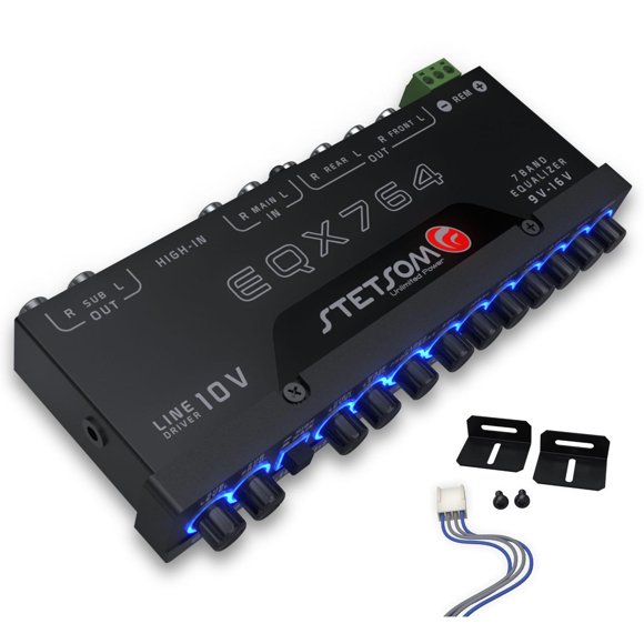 Ecualizador Gráfico de Audio Stetsom EQX764-7 Negro con Preamplificador y Subcontroles Dedicados par