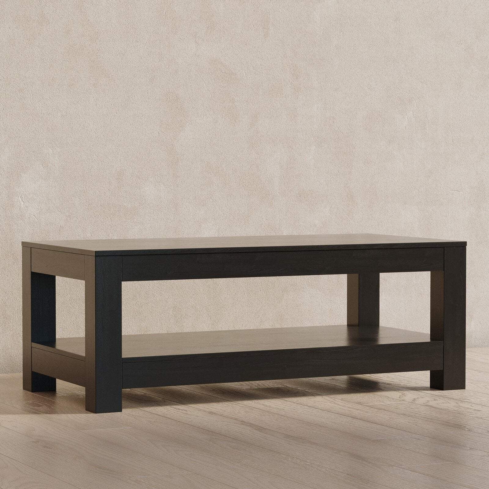 Maven Lane Paulo Wooden Coffee Table in Weathered Black Finish