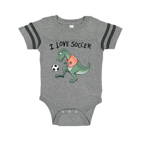 

Inktastic I Love Soccer-Dinosaur in Orange Gift Baby Boy or Baby Girl Bodysuit