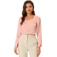 thumbnail image 1 of INSPIRE CHIC Blusa elegante de satén con cuello en forma de corazón y manga larga para mujer Rosa S, 1 of 5