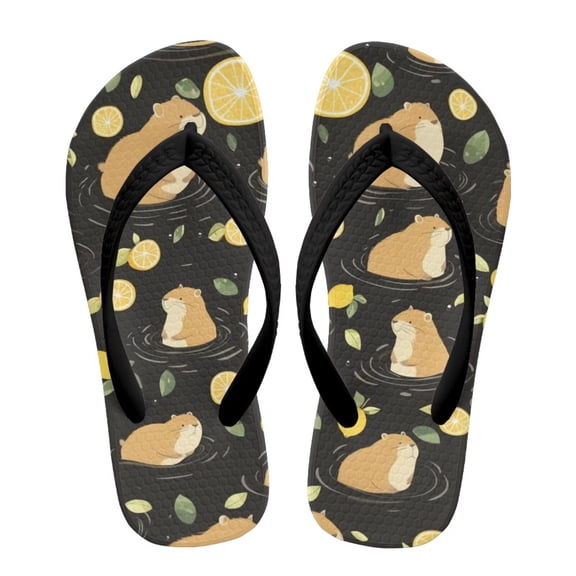 Chririnla Girls Capybara Flip Flops Kids Slip on Thong Sandals Non Slip Summer Water Sport Shoes for Little Girls Size 10