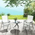 thumbnail image 2 of Costway 4pcs Patio Folding Portable Dining Chairs Metal Frame Armrests Garden White, 2 of 8