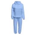 thumbnail image 4 of Womens Sweatsuits Sets Two Piece Solid Color Long Sleeve Hooded Sweatshirt and Sweatpants 2025 Fall Lightweight Casual Baggy Tracksuit, 4 of 6