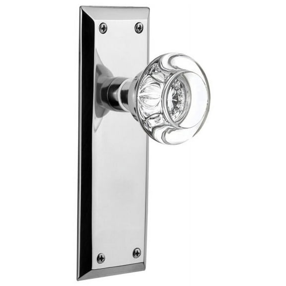 Nostalgic Warehouse Nykrcc_Sd_Nk Round Clear Crystal Solid Brass Single Dummy Door Knob -