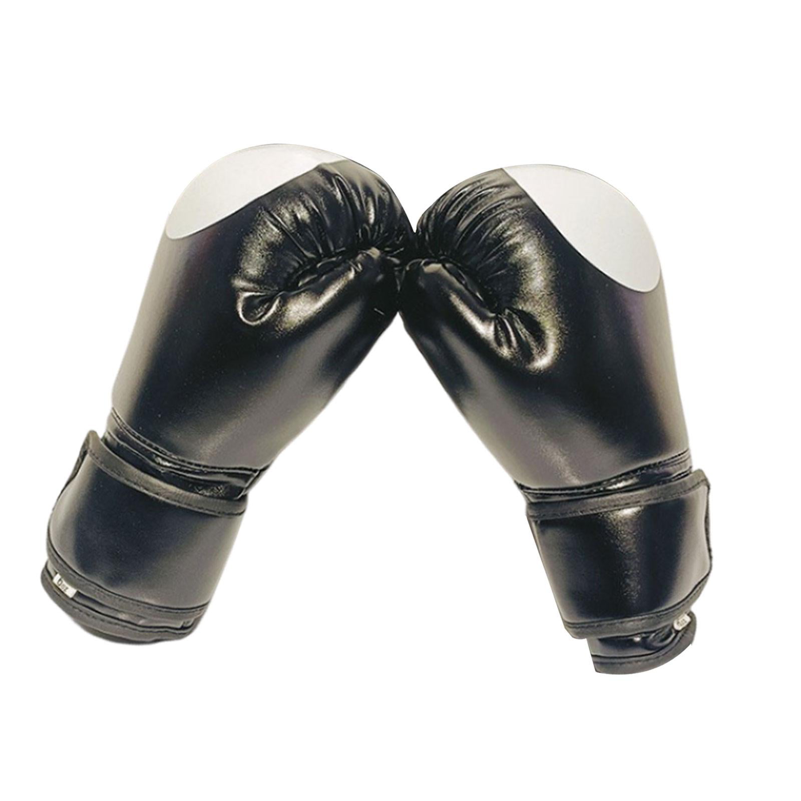  Boxing Gloves, Thickened Artificial Leather Training Gloves  Cool with Hook and Loop for Women for Adult(Black, 8oz) : Sports & Outdoors