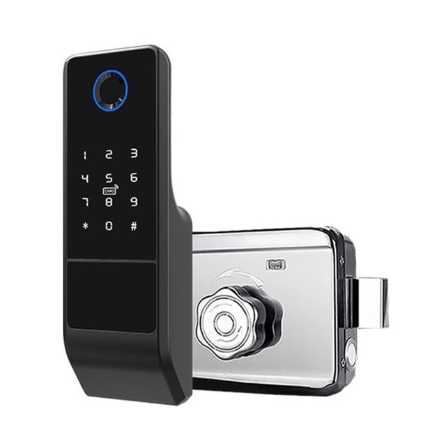 Fingerprint Gate Lock Tuya Outdoor Smart Door Lock Digital IC Card Rim Electronic Door Lock Suitable For Home Garden