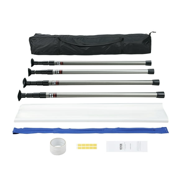 VEVOR Dust Barrier Poles, 10 Ft Barrier Poles, Dust Barrier System with 4 Telescoping Poles, Carry Bag and 32.8x13.12 Ft Plastic Film, for Interior Decoration, Painting