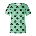 thumbnail image 4 of Charella Short Sleeve Shirts for Women Dog Paw Printed Crewneck T-shirts 2025 Spring Summer Clothes,Green,XL, 4 of 5