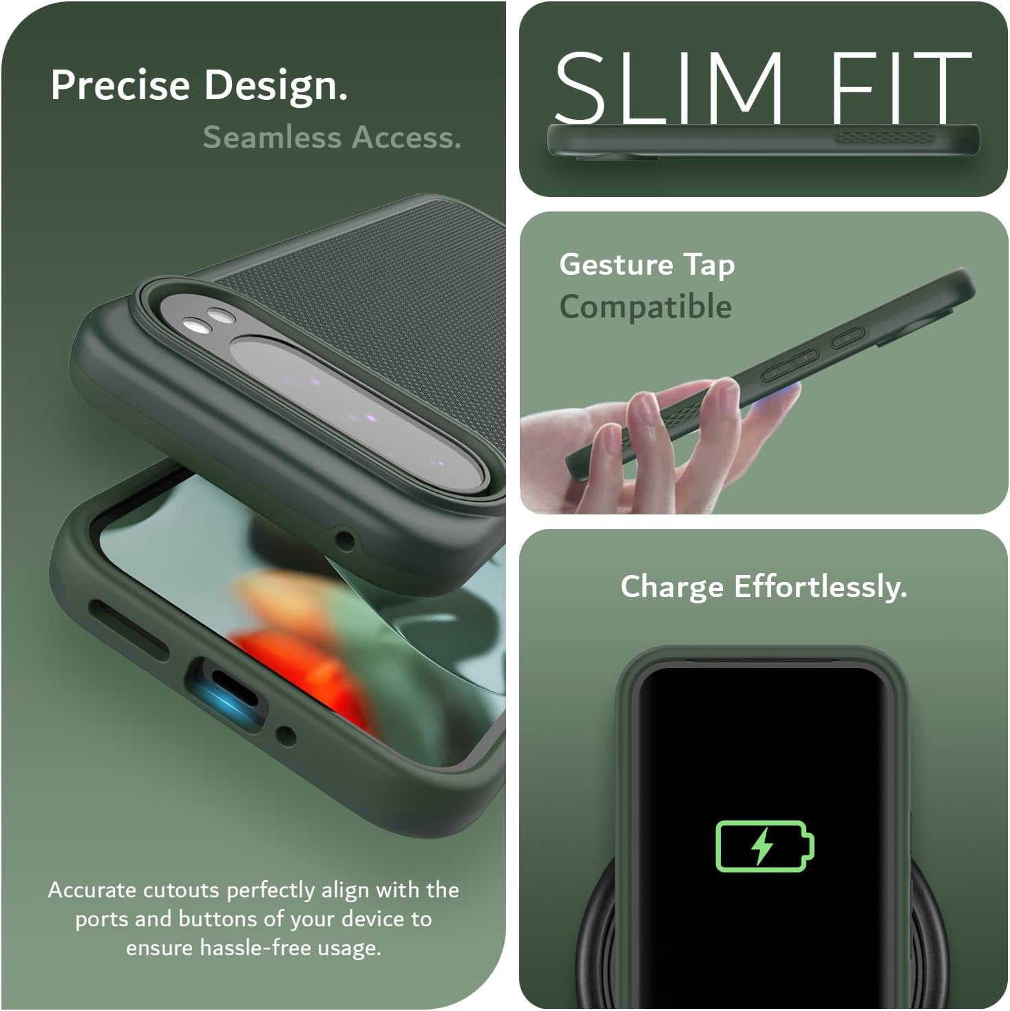 TUDIA MergeGrip Google Pixel 9 Pro XL Case Drop Tested Heavy Duty - Pine Green