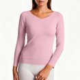 thumbnail image 4 of Miqool Womens Long Sleeve Thermal Shirts Casual V Neck Soft Stretchy Breathable Lightweight Base Layer Underwear Top, 4 of 6