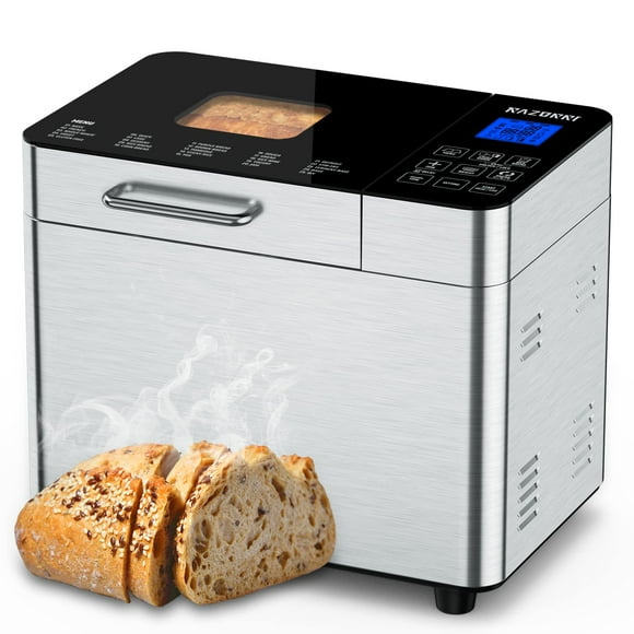 Razorri Bread Maker Machine Stainless Steel Non-stick 2Lbs Breadmaker with Gluten-Free Setting, 15H Delayed-start, 1H Keep Warm, 3 Crust Colors and 3 Loaf Sizes