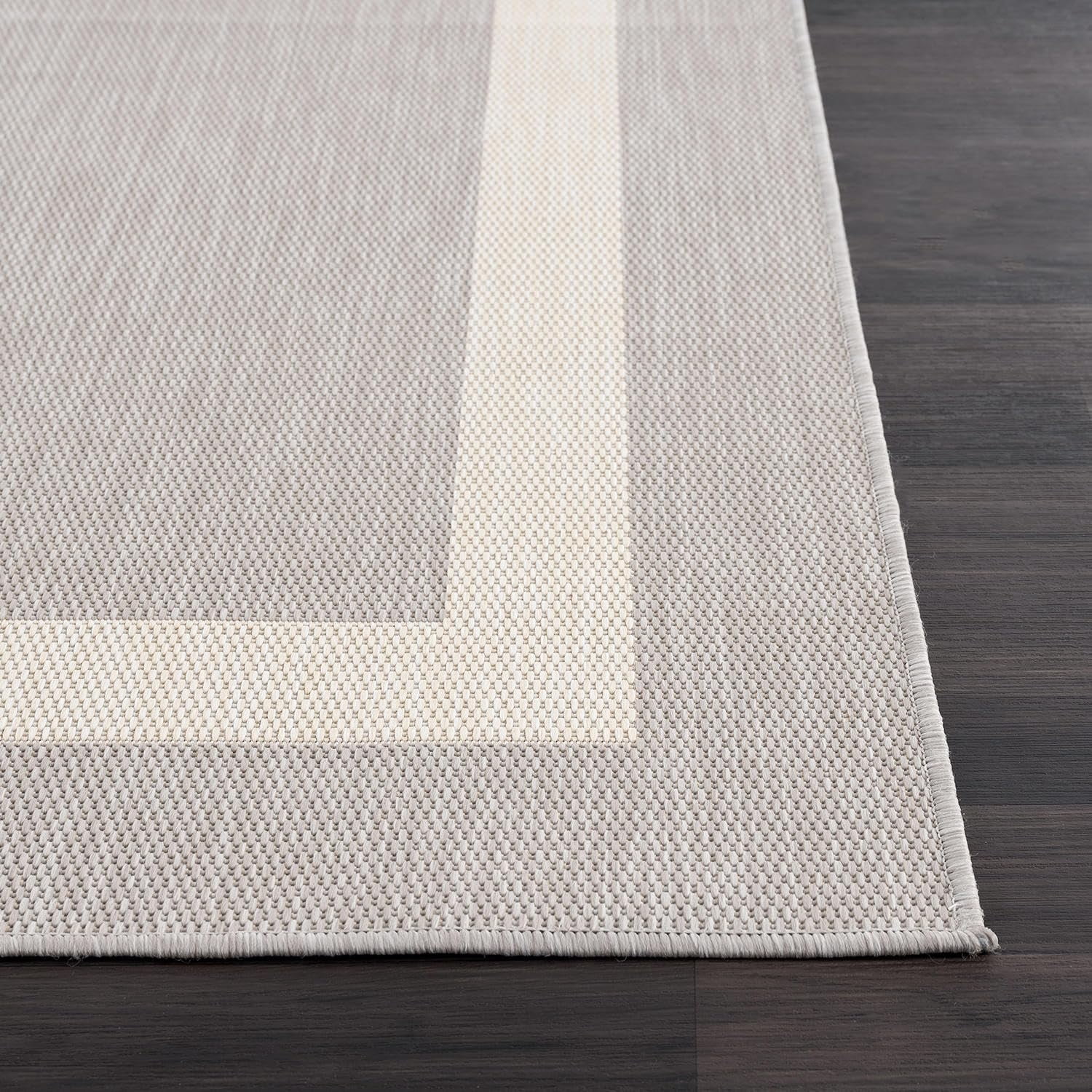 Outdoor Rug 5x7 Modern Outside Rugs For Patios Porches Waterproof Durable Washable Non-shedding  Easy-to-clean Indoor Area Carpet (5 X 7 Bordered - Gray/white)