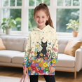 thumbnail image 3 of Psesaysky Girls' Hoodies Sweatshirts Black Cat Floral Print Long Sleeve Casual Lightweight Pullover Tops Hoodie Dress with Pockets for 5-6 Years, 3 of 7