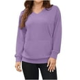 thumbnail image 3 of aidice V Neck Sweatshirt for Women Lightweight Long Sleeve Tops Casual Loose Fitting Pullover with Pocket, 3 of 7