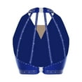 thumbnail image 2 of SiiRoh Women's Glittery Rhinestone Lyrical Ballet Dance Crop Tops Halter Neck Sleeveless Tank Top Royal Blue XL, 2 of 5