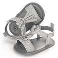 thumbnail image 4 of Rush Baby Boys Girls Summer Sandals Non-Slip Soft Sole Infant Slippers Cotton Crib Shoes for Toddler First Walkers ----- Sliver （12cm） S348, 4 of 5