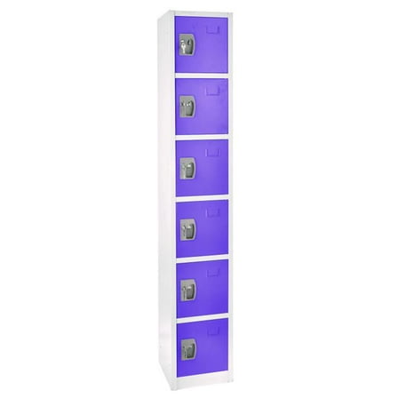 AdirOffice ALHI629206PUR Steel Storage Locker, 6 Compartment, 12 x 12 x 72 in., Purple