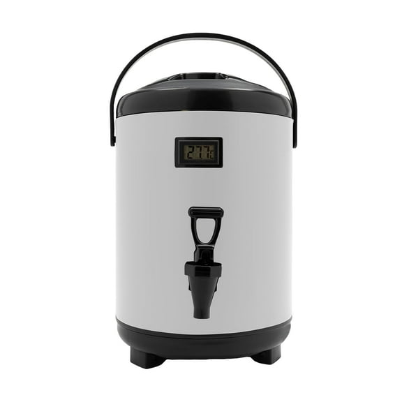 8L Insulated Beverage Dispenser - 12H Hot/Cold Retention, Stainless Steel with Resin Faucet (White)