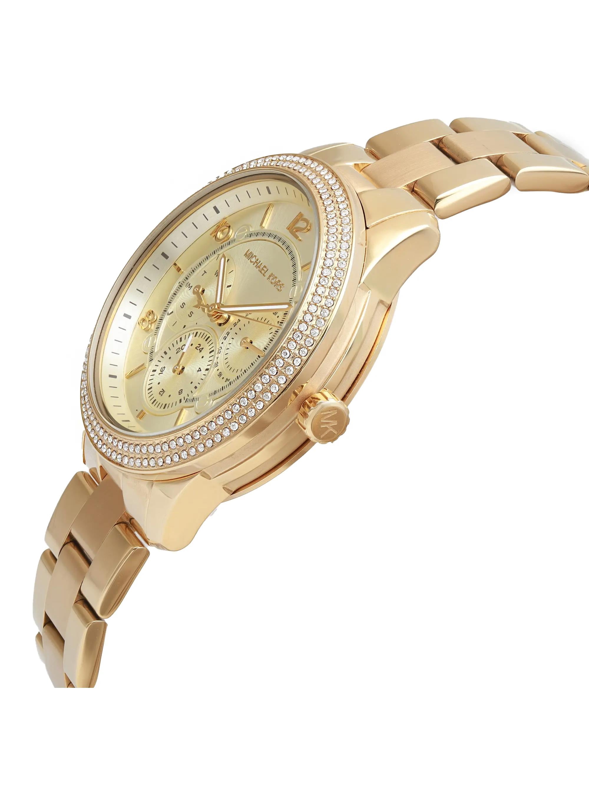 New Michael Kors Runway Gold-tone Steel Champagne Dial Lady 