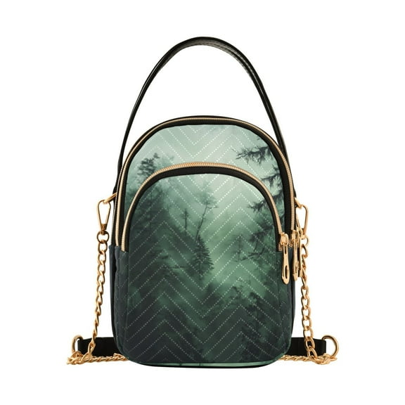 FORMRS Crossbody Bag for Women Quilted Travel Shoulder Cell Phone Purse with Chain Strap Handbag, Green Forest