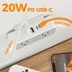 thumbnail image 3 of Extensor de enchufe con protector contra sobretensiones TESSAN, 20 W, PD, 4 salidas, 3 USB, 3 of 7