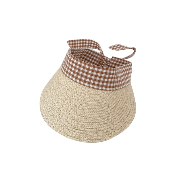 Faithtur Kids Visor Cap, Girls Plaid Sun-Resistant Baseball Hat with Bowknot