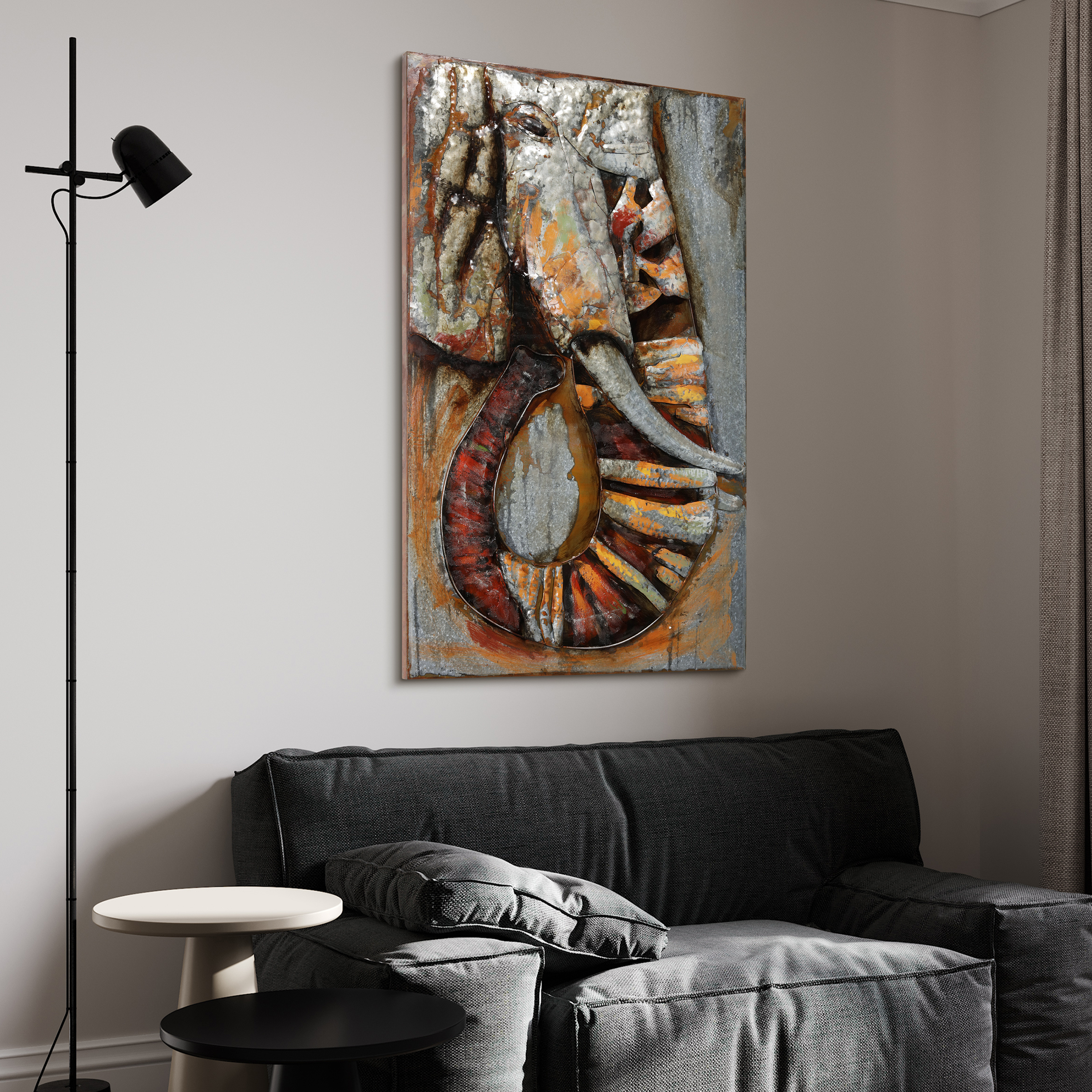 Empire Art Direct Elephant Hand Painted 3D Metal Wall Art, 60" x 40" x 2.8", Ready to Hang