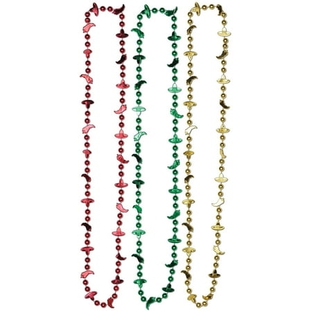 PMU Fiesta Beads (Asstd red, gold, green) Party Accessory Pkg/1