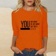 thumbnail image 2 of PEZHADA T-Shirts pour Femmes Mode Femmes Impression Manches 3/4 T-Shirt Pull Col Rond Haut Blouse Blouses Femmes Manches 3/4 Hauts Femmes Manches 3/4, 2 of 9