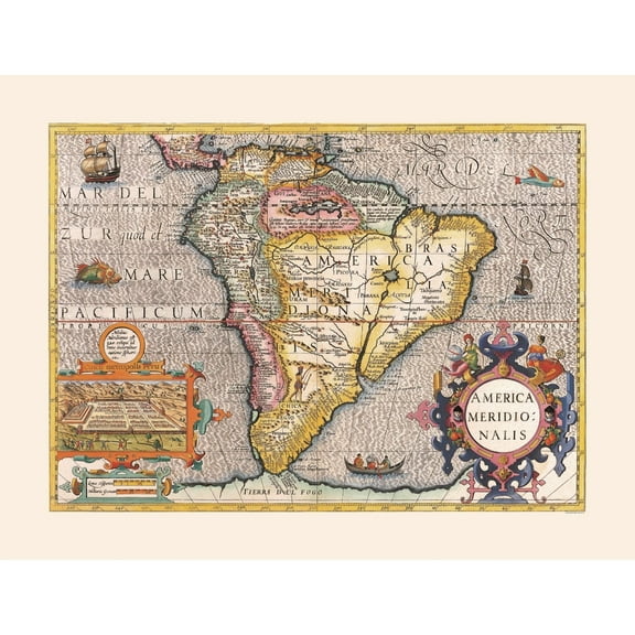 Historic Map - South America - 30.13 x 23 - Vintage Wall Art