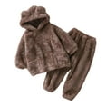 thumbnail image 1 of kurtrusly 2pcs/set Pyjama Chaud à la Maison Ensemble Non Toxique Inodore et Hypoallergénique Colorfast Hiver Pyjama Brun 90cm, 1 of 6
