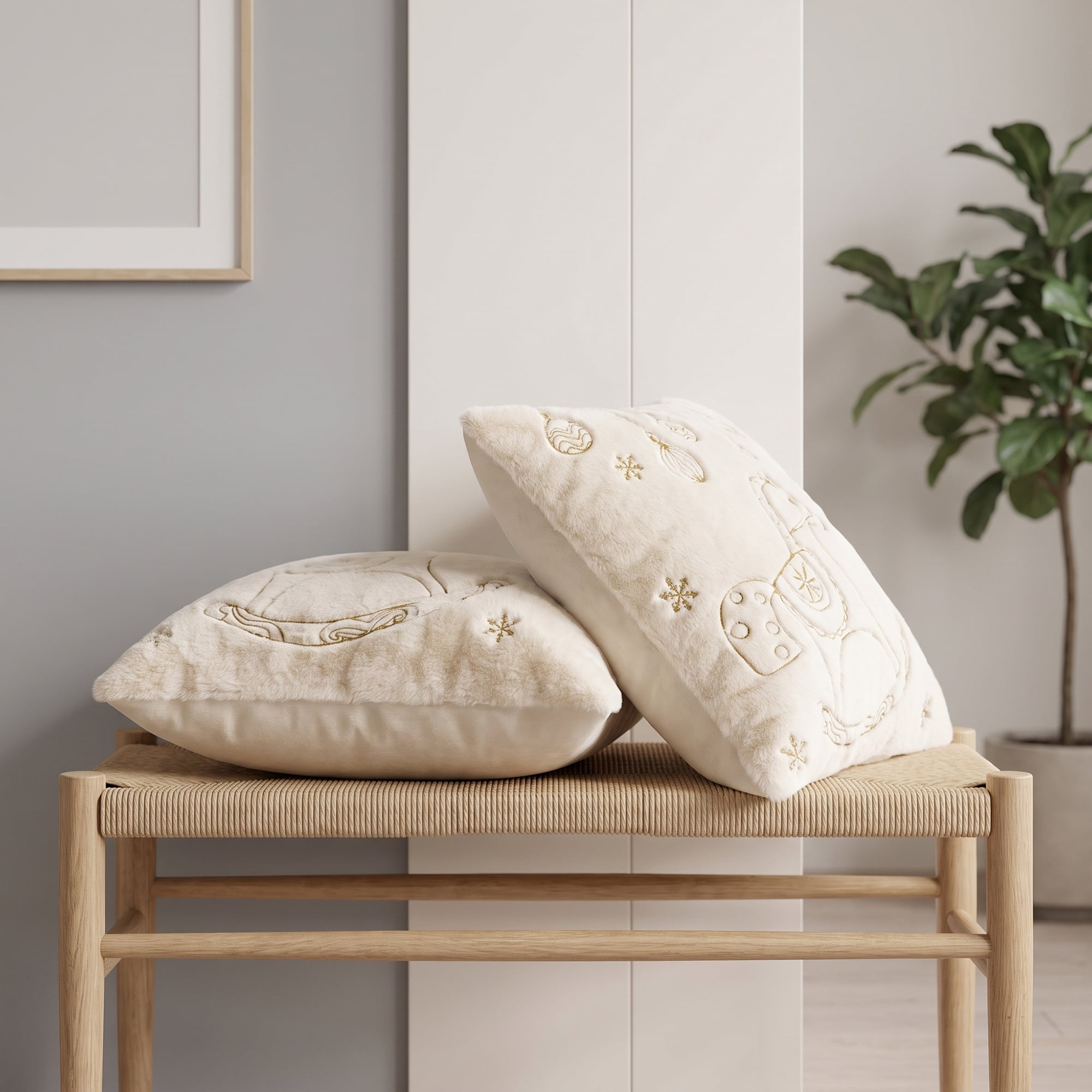 Unique Bargains Plush Embroidered Throw Pillow Cover Cushion Case Rocking Horse 18"x18"