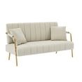 thumbnail image 4 of Velvet Loveseat Sofa: 60 Inch Two Seater for Small Spaces in Bedroom, Apartment, Office, Living Room (Beige), 4 of 8