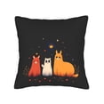 thumbnail image 4 of Whimsical Animal Throw Pillow Covers - Set of 2 18x18in Featuring Friendly Fox Bear & Cat in Starry Night Design for Couch Bed Car, 4 of 8