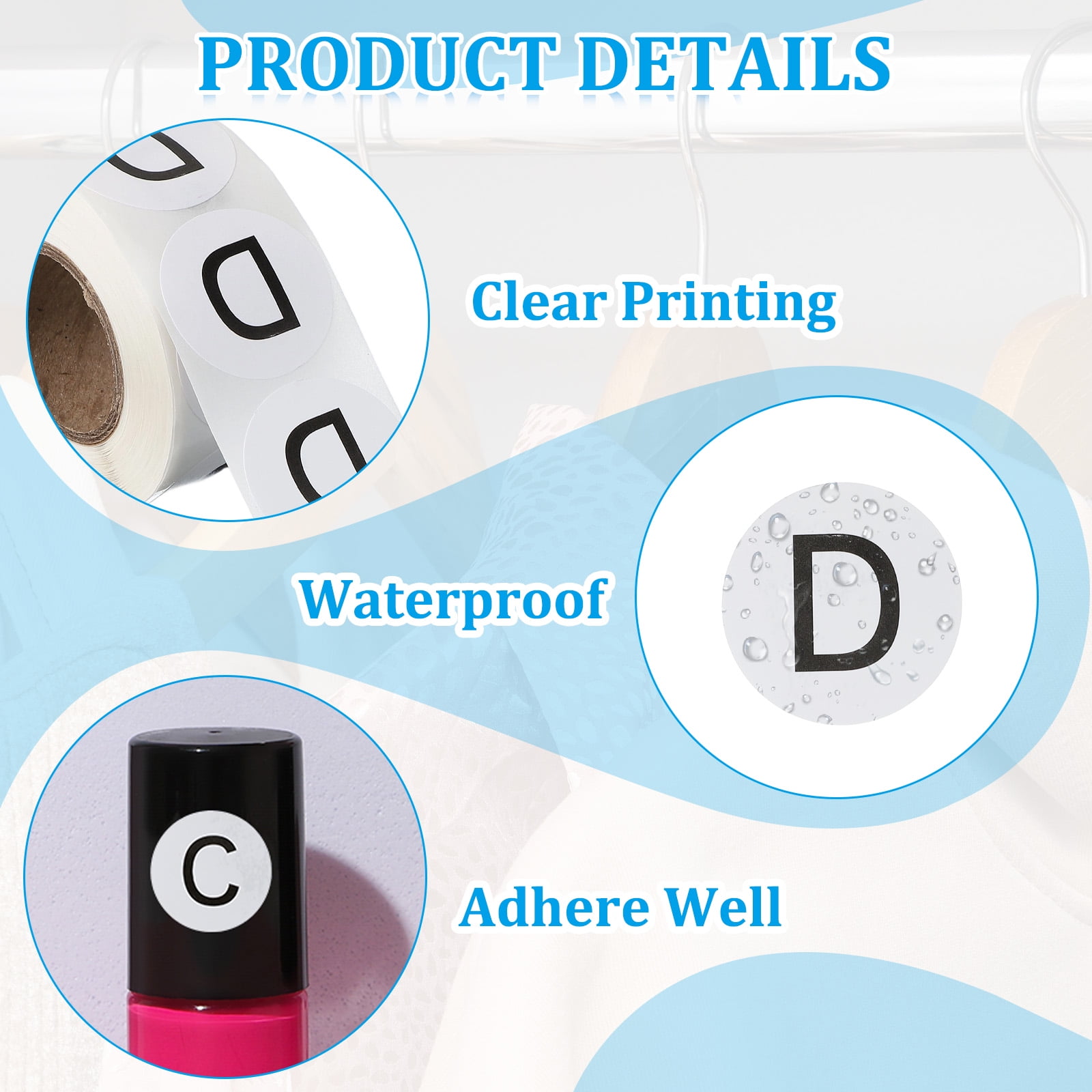 Uxcell 1" Round Letter D Stickers, Self-Adhesive Alphabet Stickers for Organization Storage Inventory 4 Rolls