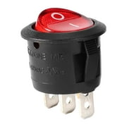 Red Lamp 3 Terminal SPST 2 Position I/O Round Button Rocker Switch UL Listed