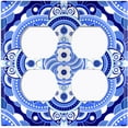 thumbnail image 3 of Metal Light Switch Plate Cover Mandala Blue White Floral Tile Pattern Damask MDL084, 3 of 13