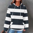 thumbnail image 3 of Scyoekwg Hoodies for Women Drawstring Hooded Sweatshirts with Pocket Striped Tops for Women Trendy Loose Long Sleeve Dressy Casual Blouse Pullover (Navy,L), 3 of 6