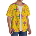 thumbnail image 2 of Gukieu Mardi Gras Crayfish and Fleur de lis Print Men's Short-sleeved Shirts, Button-down Pocket Shirts, T-shirts, Beach Vacation Travel Summer Clothing-XX-Large, 2 of 5