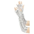 thumbnail image 4 of INSPIRE CHIC Women's Sequin Sparkly Arm Warmers Extra Long Gloves Fingerless Arm Sleeve for Party Silver One Size, 4 of 5
