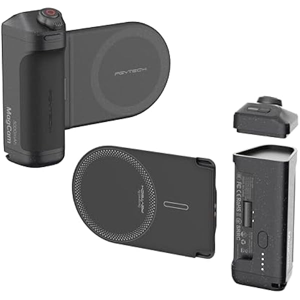 wonima11 MagCam Phone Grip Kit, 3-in-1 Mobile Phone Grip with MagSafe Wireless Charging/Detachable Bluetooth Remote, Built in Powerbank, Phone Stand, Classic Black