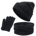thumbnail image 3 of Gorro cálido Beanie 3 unids / set invierno a prueba sombrero de punto bufanda y guantes para frío mujeres hombres niñas senderismo - NEGRO Negro Magideal Gorro cálido Beanie, 3 of 5