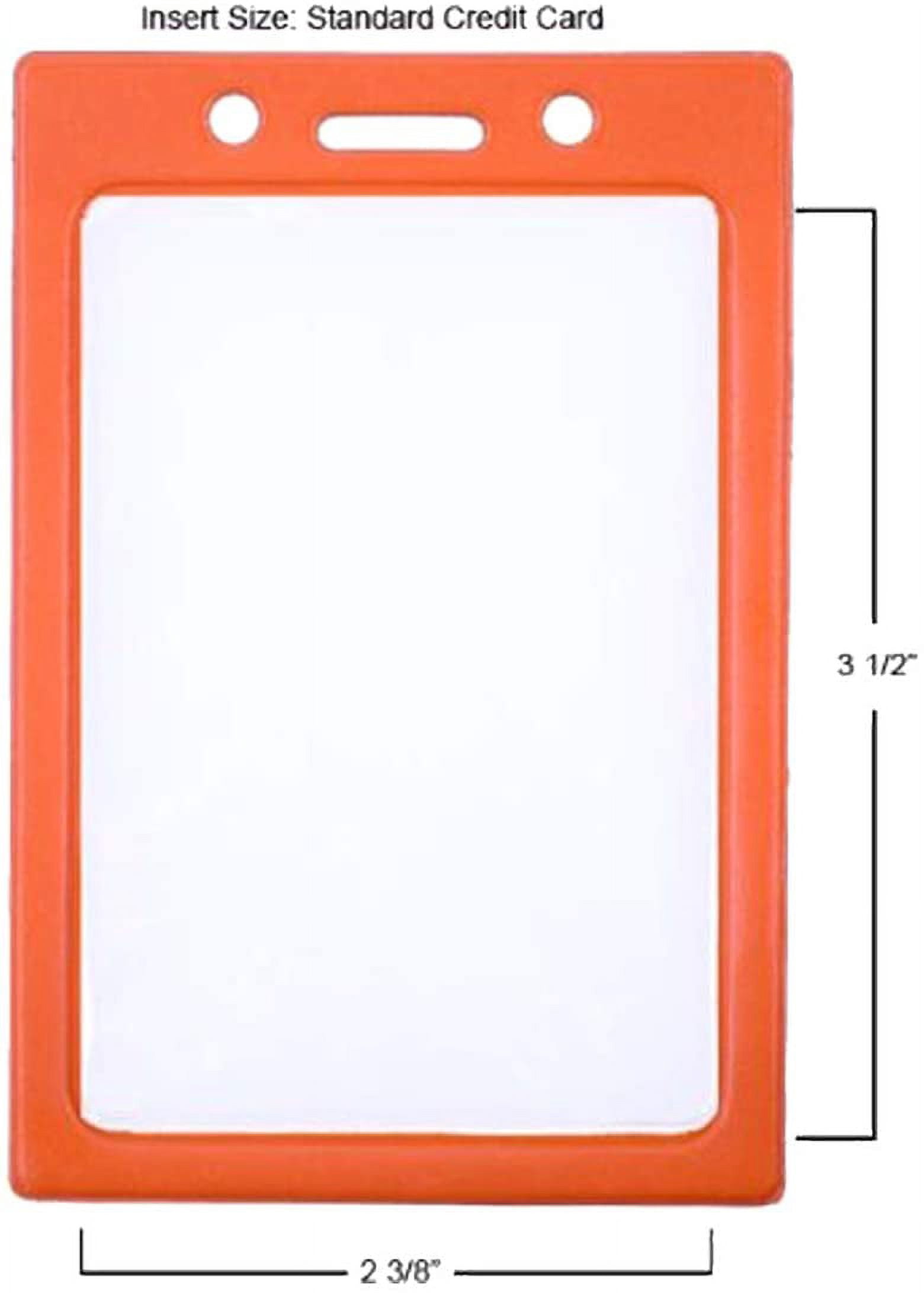 Bulk 100 Pack - Vertical Color-Frame Badge Holder - Clear Vinyl Window Protector with Color Border for Single Credit Card Size Key Cards and Badges by Specialist ID (Orange)